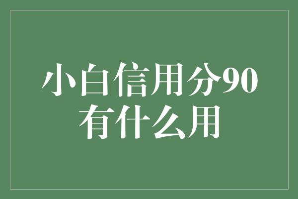 小白信用分90有什么用