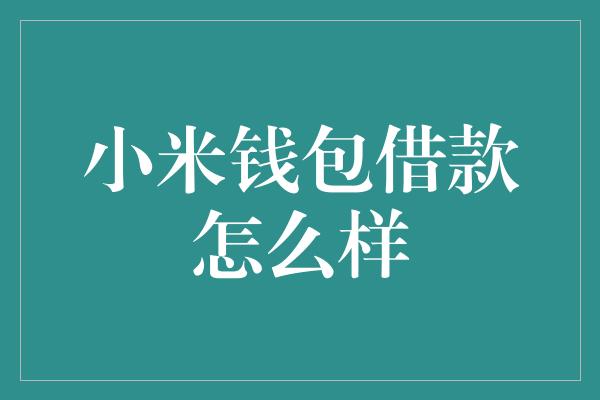 小米钱包借款怎么样