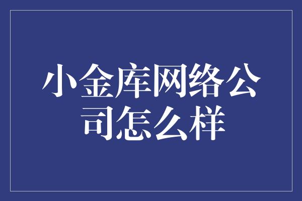 小金库网络公司怎么样