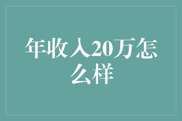 年收入20万怎么样