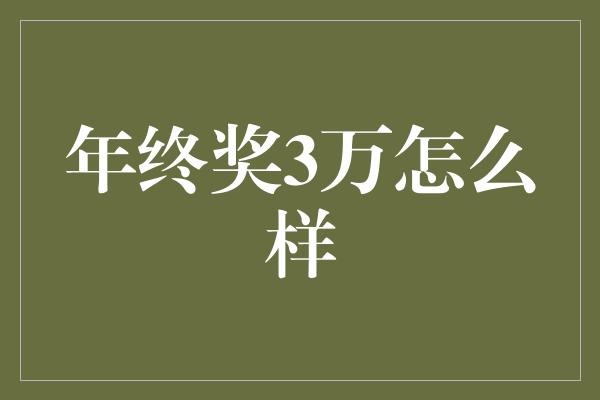 年终奖3万怎么样