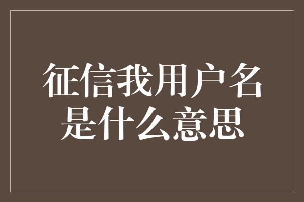 征信我用户名是什么意思