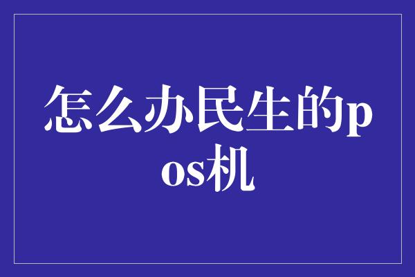 怎么办民生的pos机