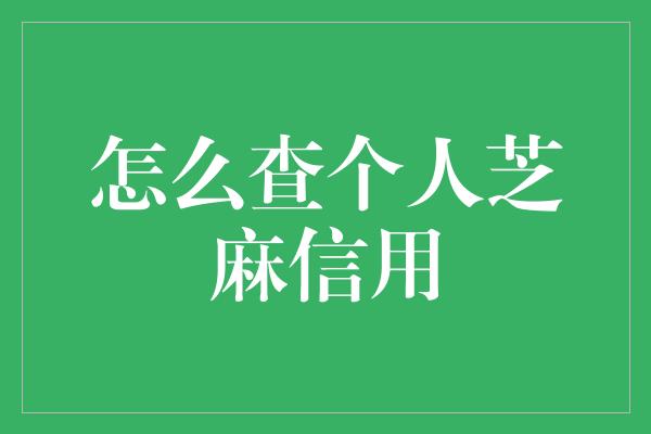 怎么查个人芝麻信用