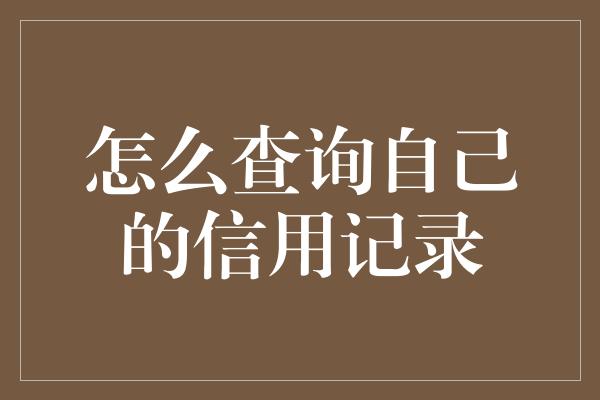 怎么查询自己的信用记录