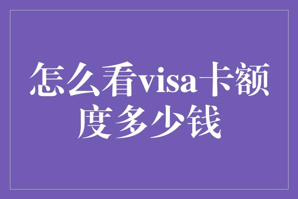 怎么看visa卡额度多少钱