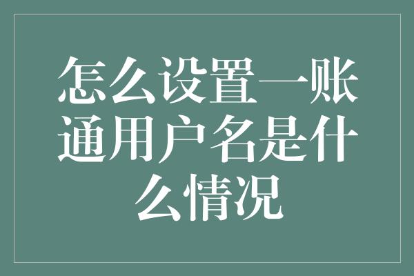 怎么设置一账通用户名是什么情况