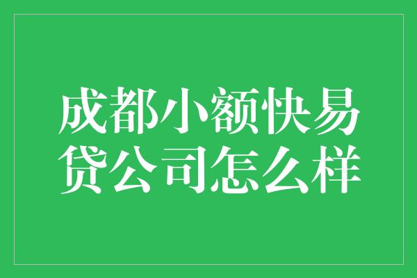 成都小额快易贷公司怎么样