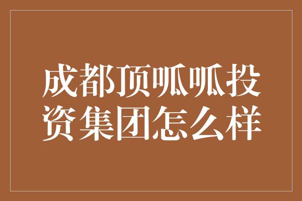 成都顶呱呱投资集团怎么样