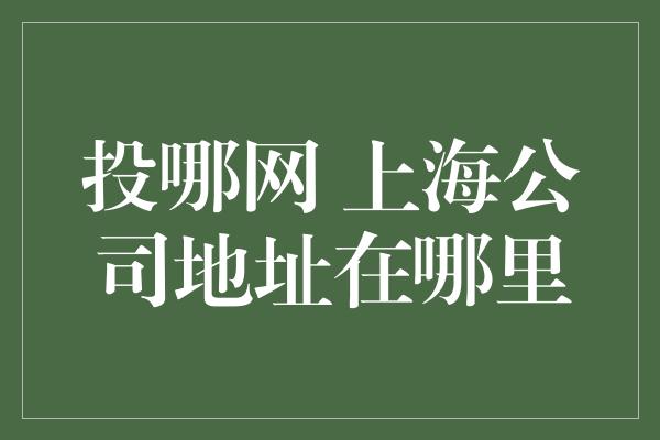 投哪网 上海公司地址在哪里