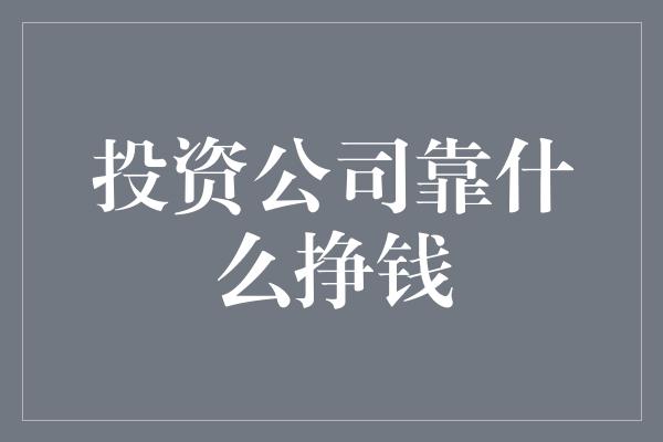 投资公司靠什么挣钱