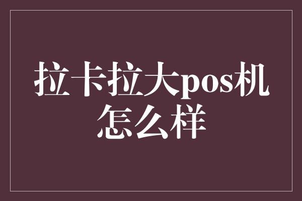 拉卡拉大pos机怎么样