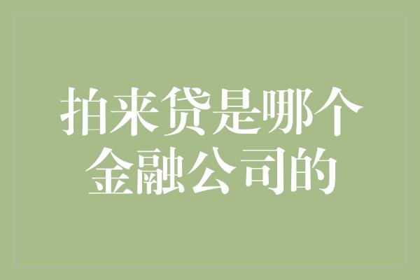 拍来贷是哪个金融公司的