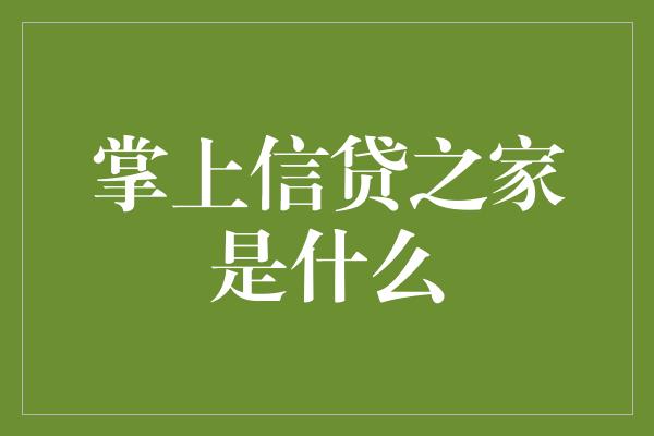 掌上信贷之家是什么