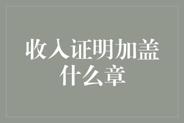 收入证明加盖什么章