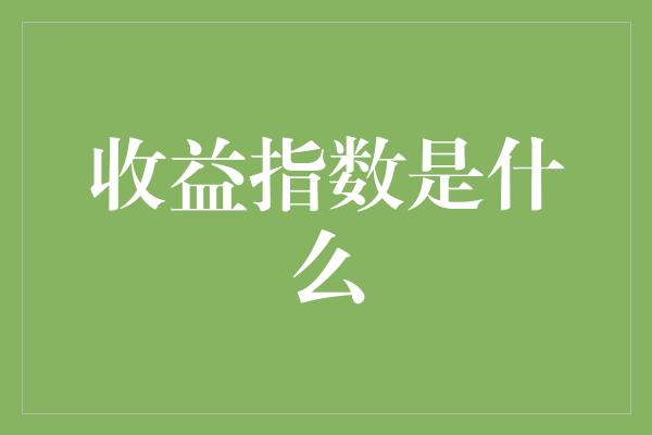 收益指数是什么