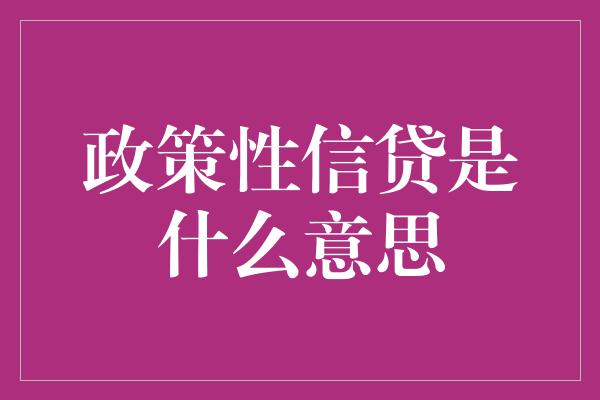 政策性信贷是什么意思