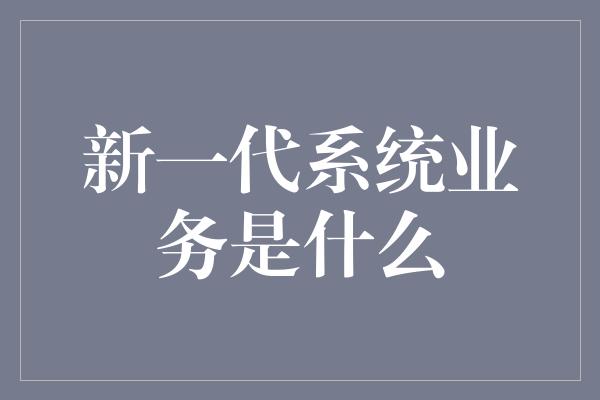 新一代系统业务是什么