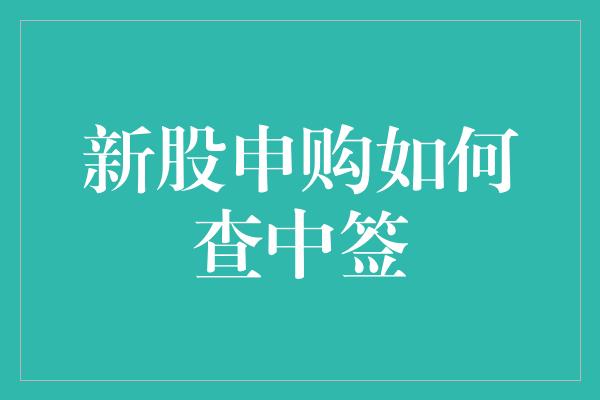 新股申购如何查中签