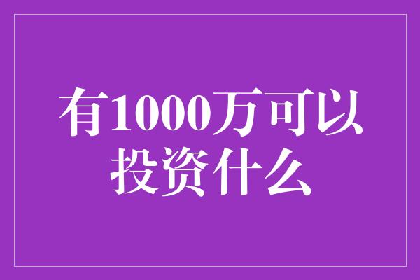 有1000万可以投资什么