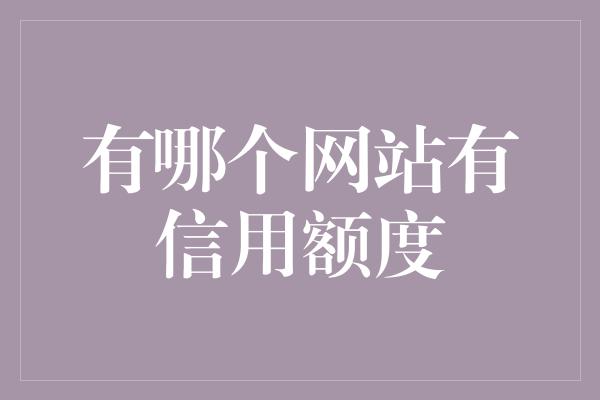 有哪个网站有信用额度