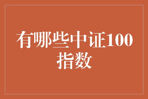 有哪些中证100指数