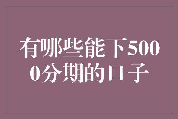 有哪些能下5000分期的口子