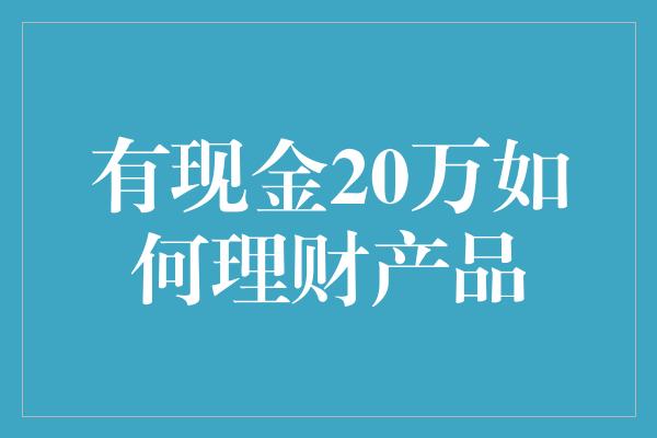 有现金20万如何理财产品