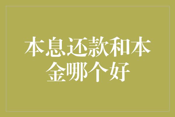 本息还款和本金哪个好