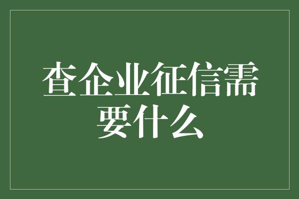 查企业征信需要什么