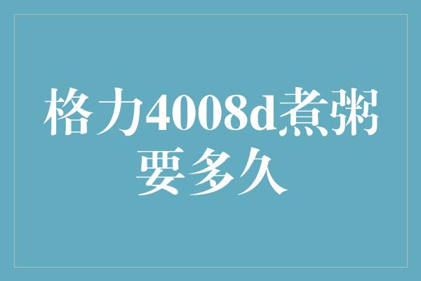 格力4008d煮粥要多久