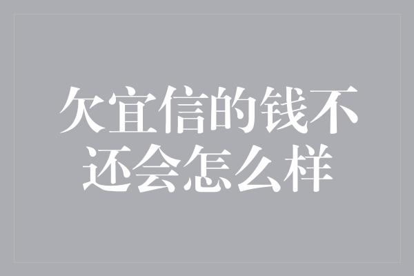 欠宜信的钱不还会怎么样