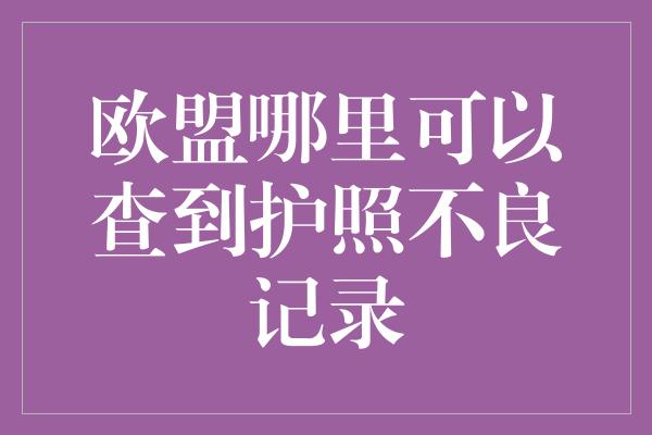 欧盟哪里可以查到护照不良记录