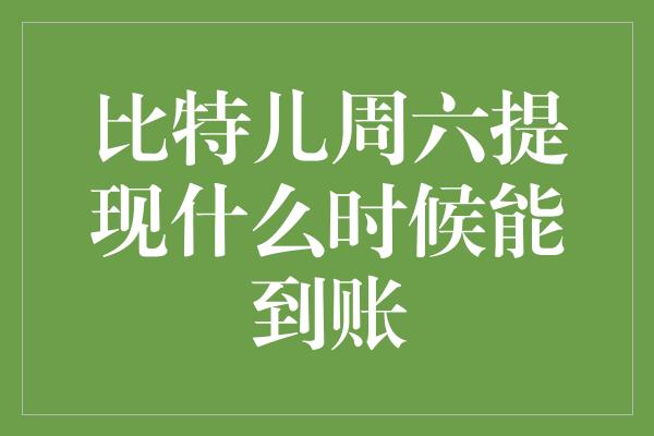 比特儿周六提现什么时候能到账