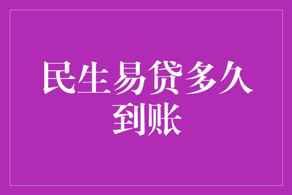 民生易贷多久到账