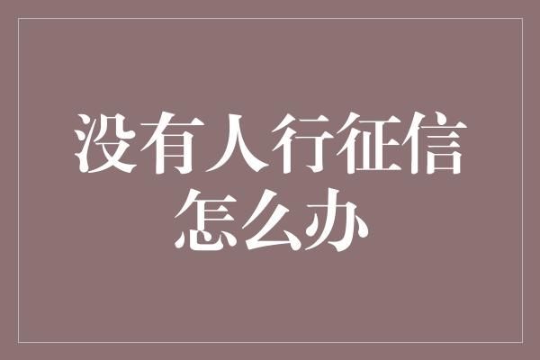 没有人行征信怎么办