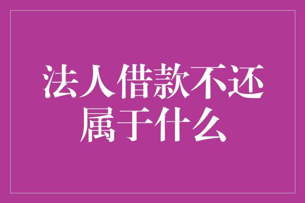 法人借款不还属于什么