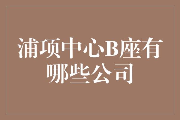 浦项中心B座有哪些公司