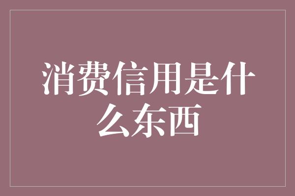 消费信用是什么东西