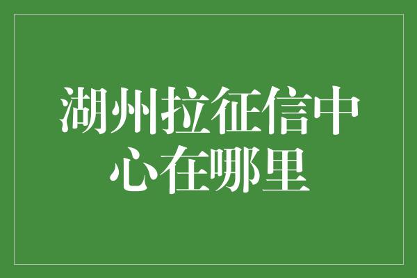 湖州拉征信中心在哪里