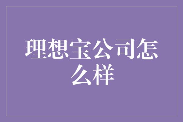 理想宝公司怎么样