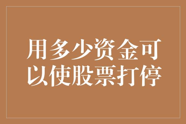 用多少资金可以使股票打停