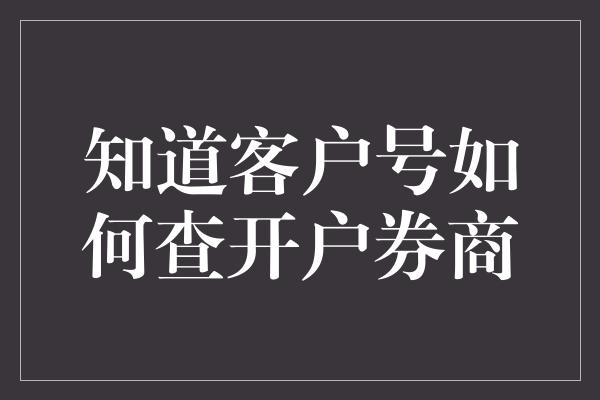 知道客户号如何查开户券商