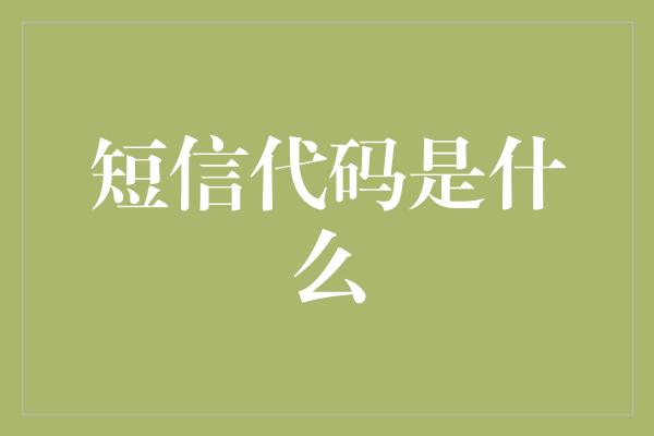 短信代码是什么