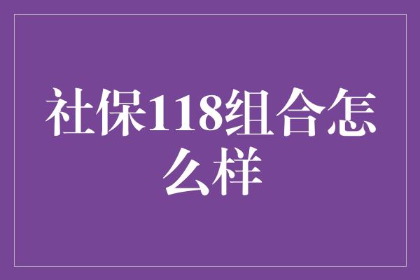 社保118组合怎么样