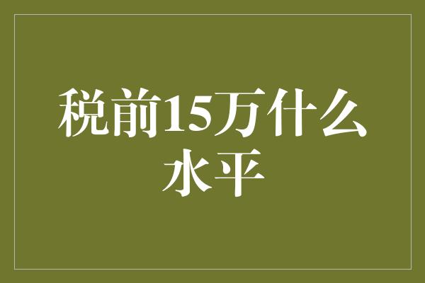 税前15万什么水平