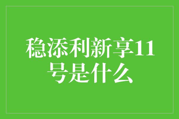 稳添利新享11号是什么