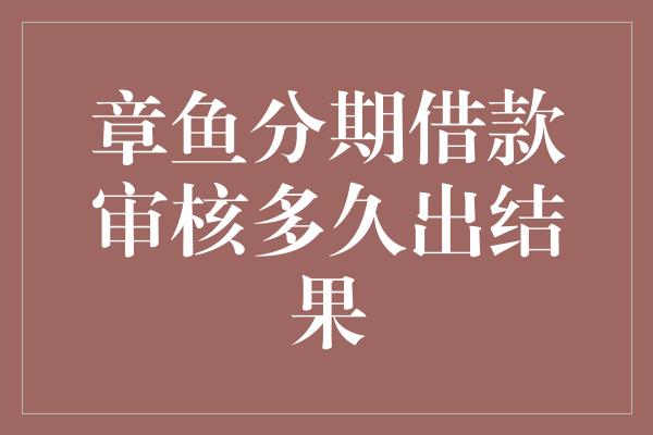 章鱼分期借款审核多久出结果