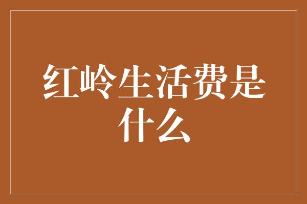 红岭生活费是什么