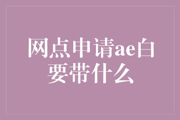 网点申请ae白要带什么